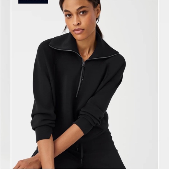 SPANX Tops - SPANX AirEssentials Half Zip Long Sleeve Pullover Air Essentials Very Black NWT